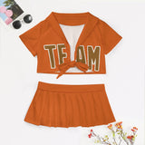 Custom Orange Khaki Cheerleading Uniform Set