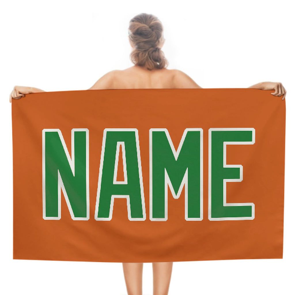 Custom Orange Emerald Green Beach Towel