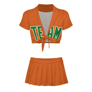 Custom Orange Emerald Green Cheerleading Uniform Set