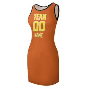 Custom Orange Light Yellow Sleeveless Vest Dress