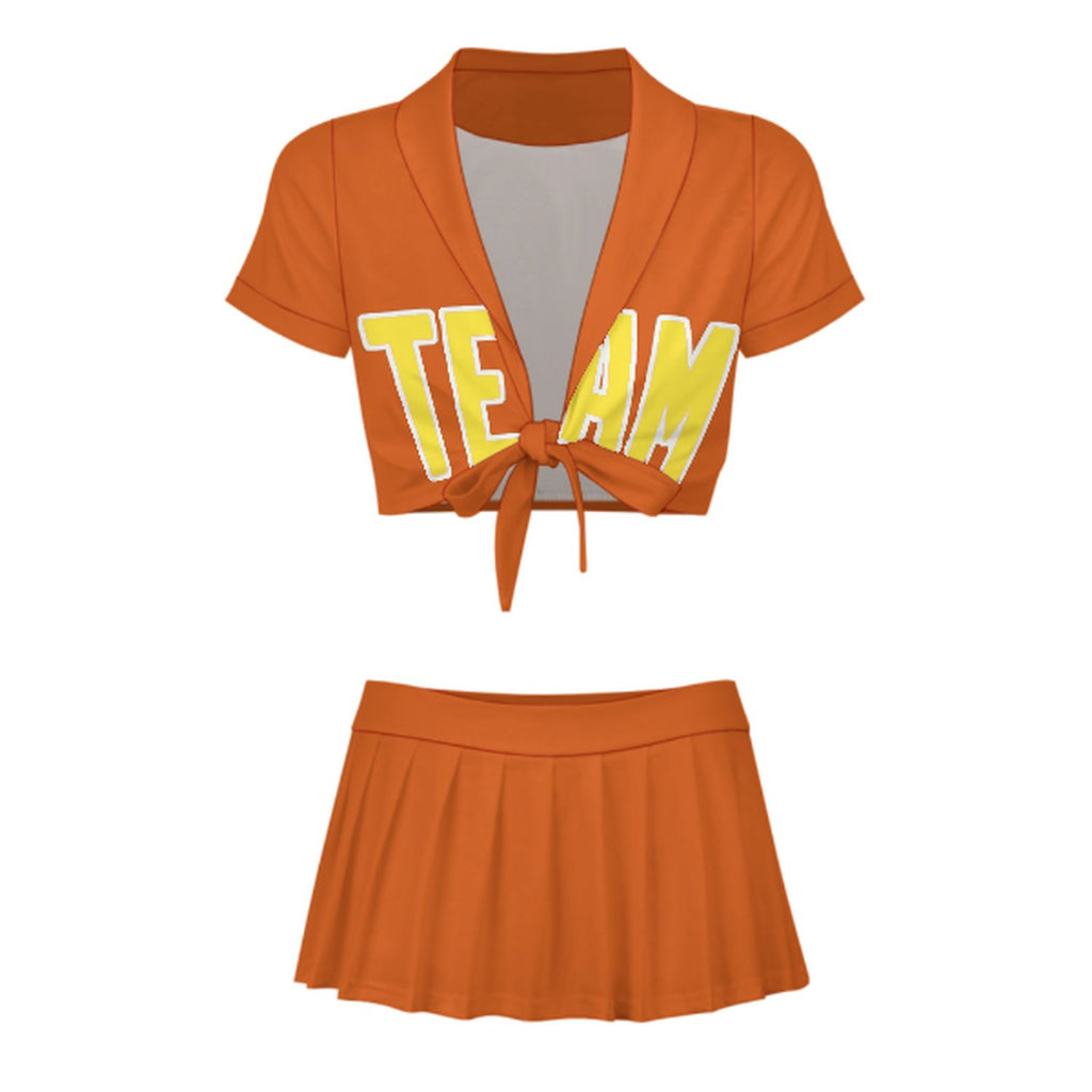 Custom Orange Light Yellow Cheerleading Uniform Set