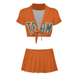 Custom Orange Blue Green Cheerleading Uniform Set