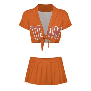 Custom Orange Copper Rose Cheerleading Uniform Set