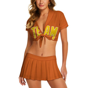 Custom Orange Gold Cheerleading Uniform Set