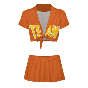 Custom Orange Gold Cheerleading Uniform Set