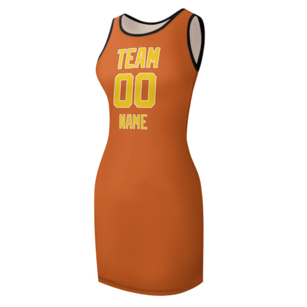 Custom Orange Gold Sleeveless Vest Dress