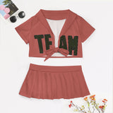 Custom Copper Rose Olive Cheerleading Uniform Set