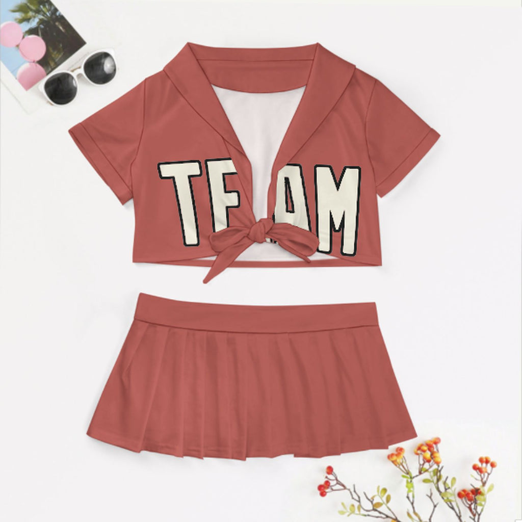 Custom Copper Rose Cream Cheerleading Uniform Set