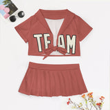 Custom Copper Rose Cream Cheerleading Uniform Set