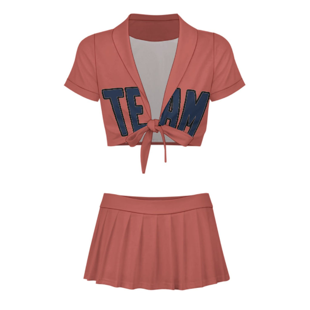 Custom Copper Rose Blue Cheerleading Uniform Set