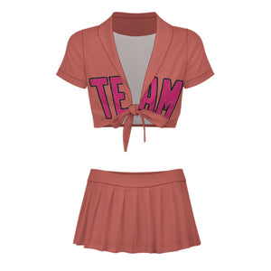 Custom Copper Rose Pink Cheerleading Uniform Set