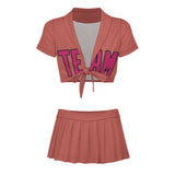 Custom Copper Rose Pink Cheerleading Uniform Set