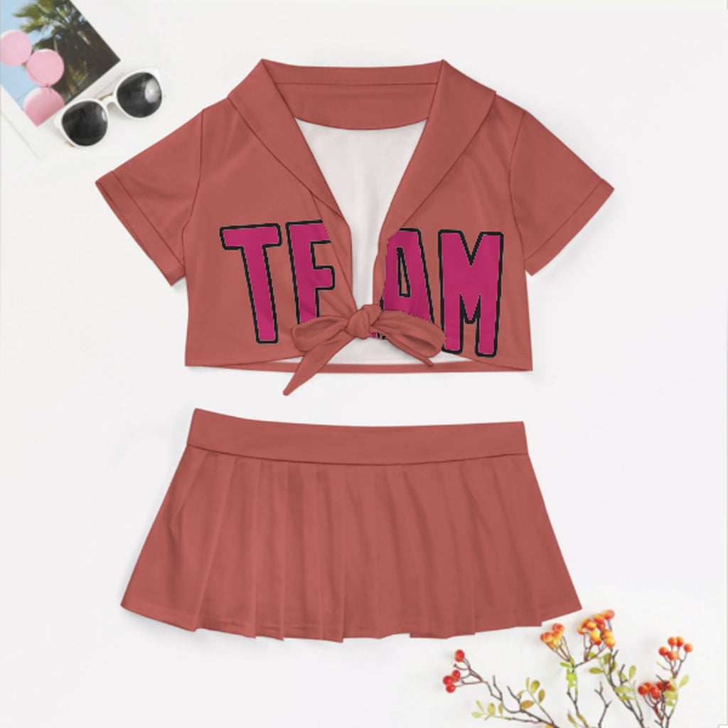 Custom Copper Rose Pink Cheerleading Uniform Set
