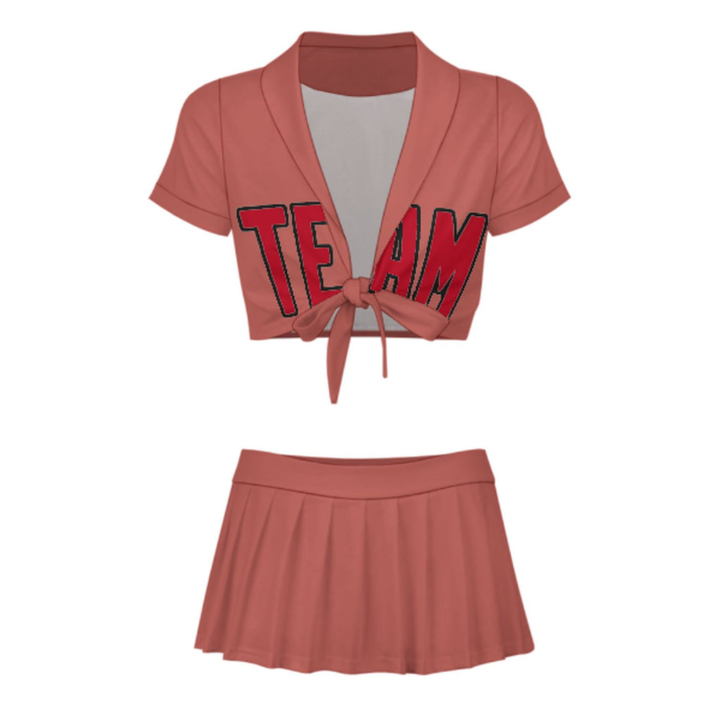 Custom Copper Rose Red Cheerleading Uniform Set