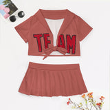 Custom Copper Rose Red Cheerleading Uniform Set