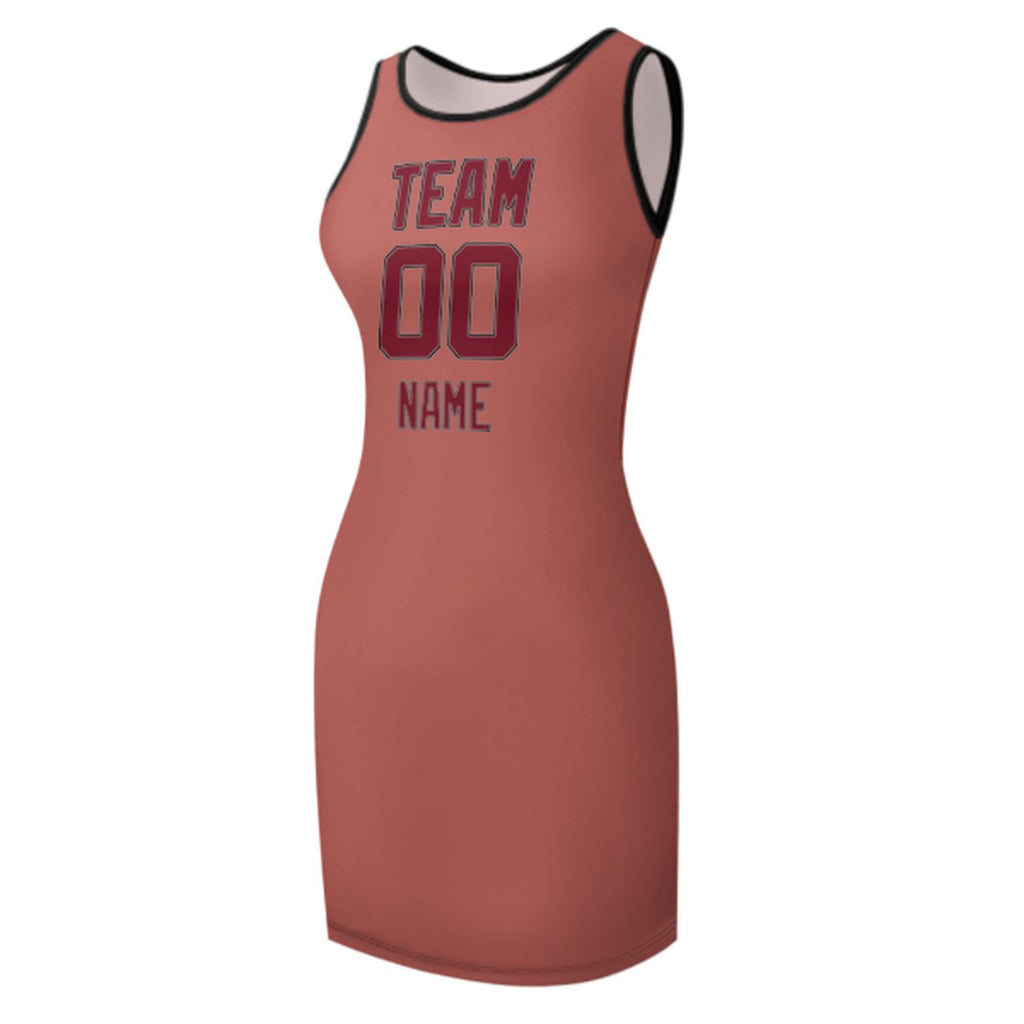 Custom Copper Rose Crimson Red Sleeveless Vest Dress