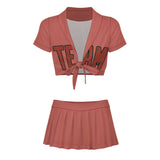 Custom Copper Rose Coral Red Cheerleading Uniform Set