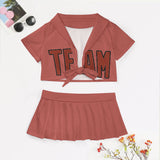 Custom Copper Rose Coral Red Cheerleading Uniform Set