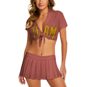 Custom Copper Rose Yellow Cheerleading Uniform Set