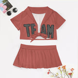 Custom Copper Rose Dark Grey Cheerleading Uniform Set