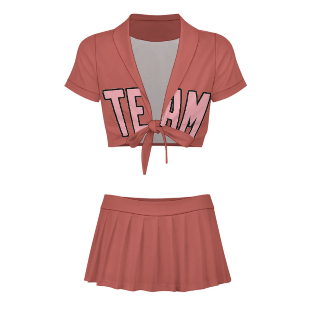 Custom Copper Rose Light Pink Cheerleading Uniform Set