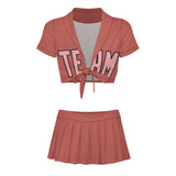 Custom Copper Rose Light Pink Cheerleading Uniform Set