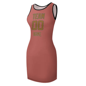 Custom Copper Rose Khaki Sleeveless Vest Dress