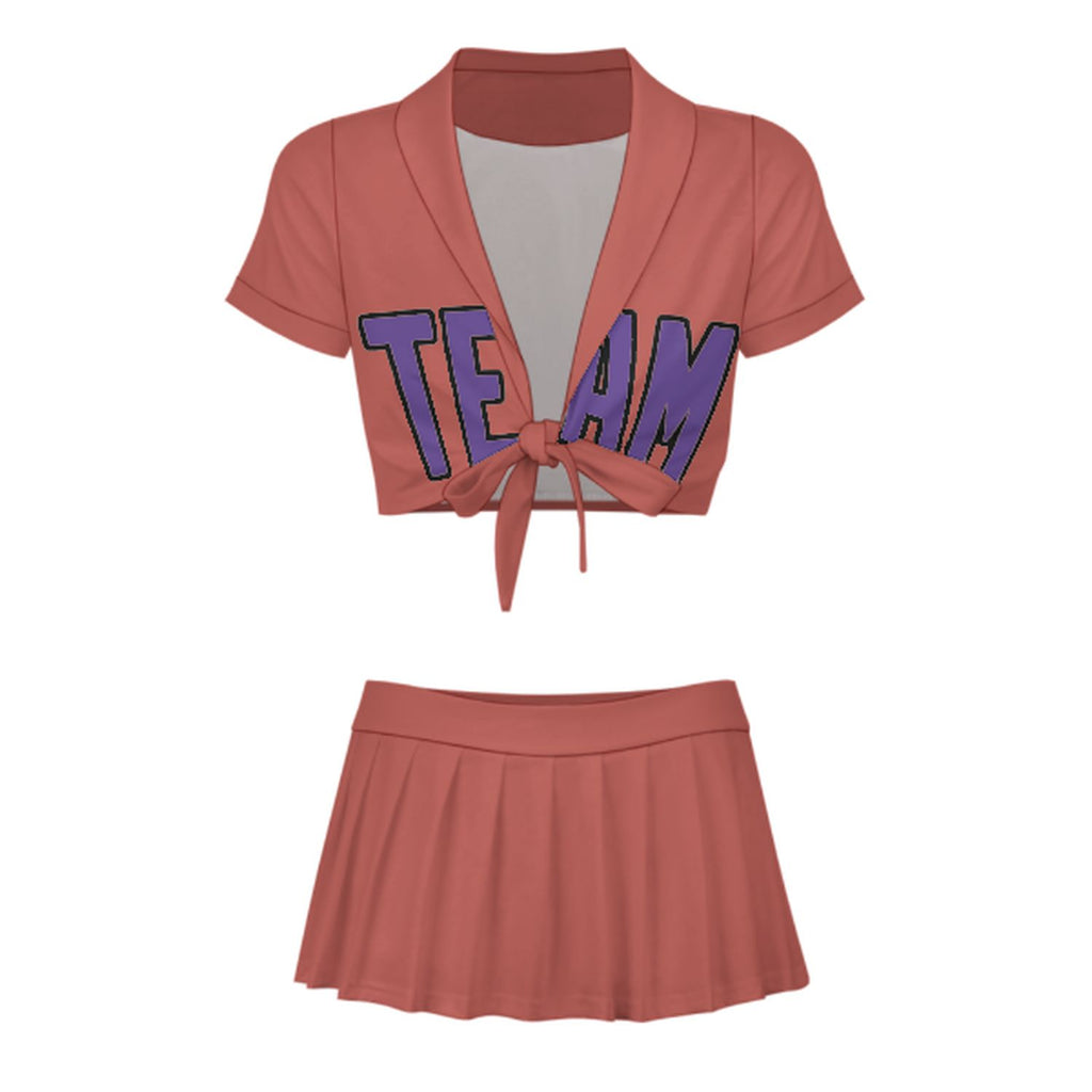 Custom Copper Rose Light Purple Cheerleading Uniform Set