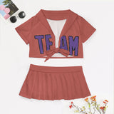 Custom Copper Rose Light Purple Cheerleading Uniform Set