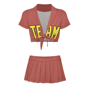 Custom Copper Rose Light Yellow Cheerleading Uniform Set