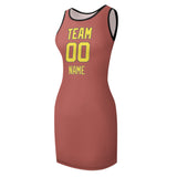 Custom Copper Rose Light Yellow Sleeveless Vest Dress