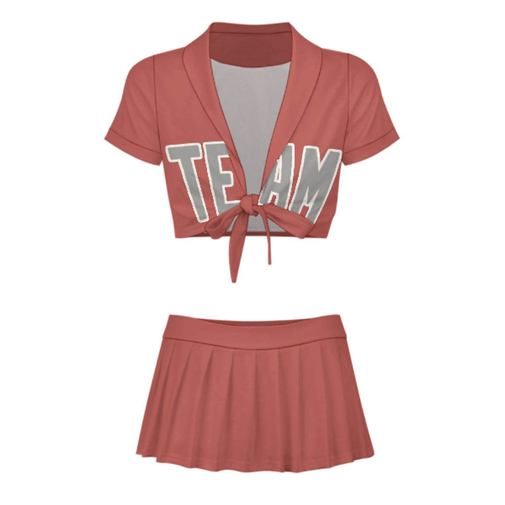 Custom Copper Rose Gray Cheerleading Uniform Set