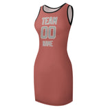 Custom Copper Rose Gray Sleeveless Vest Dress