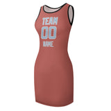 Custom Copper Rose Light Blue Sleeveless Vest Dress