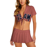 Custom Copper Rose Navy Cheerleading Uniform Set