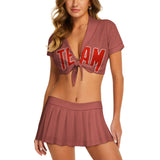 Custom Copper Rose Orange Red Cheerleading Uniform Set