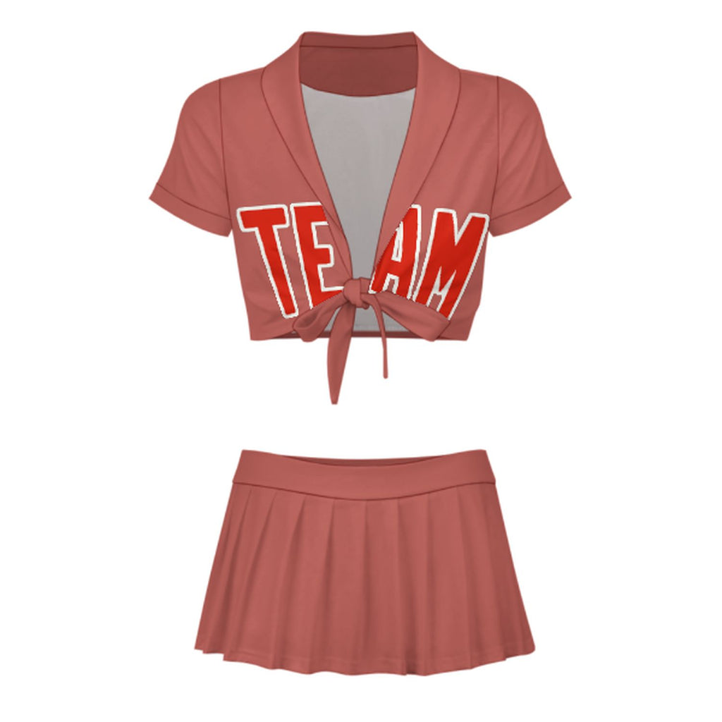 Custom Copper Rose Orange Red Cheerleading Uniform Set