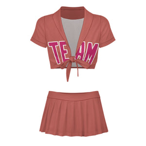 Custom Copper Rose Pink Cheerleading Uniform Set