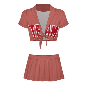 Custom Copper Rose Red Cheerleading Uniform Set