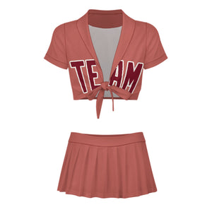 Custom Copper Rose Crimson Red Cheerleading Uniform Set