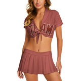 Custom Copper Rose Coral Red Cheerleading Uniform Set