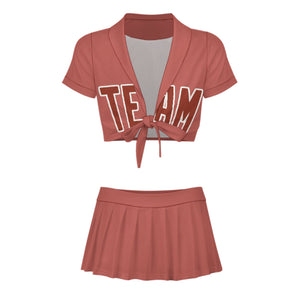 Custom Copper Rose Coral Red Cheerleading Uniform Set