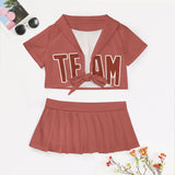 Custom Copper Rose Coral Red Cheerleading Uniform Set
