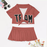 Custom Copper Rose Black Cheerleading Uniform Set
