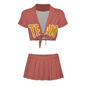 Custom Copper Rose Yellow Cheerleading Uniform Set