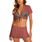 Custom Copper Rose Dark Grey Cheerleading Uniform Set