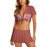 Custom Copper Rose Light Pink Cheerleading Uniform Set