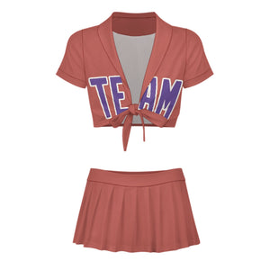 Custom Copper Rose Light Purple Cheerleading Uniform Set