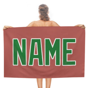 Custom Copper Rose Emerald Green Beach Towel