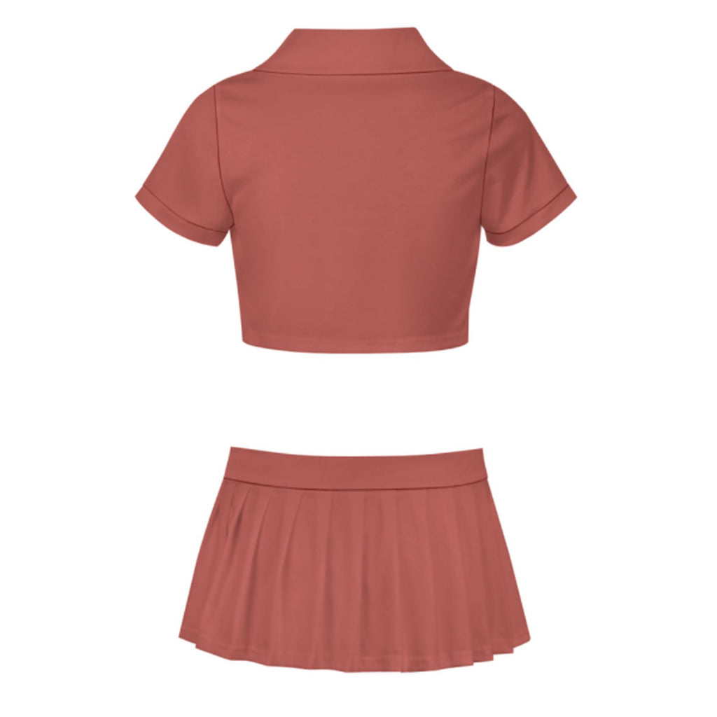 Custom Copper Rose Emerald Green Cheerleading Uniform Set